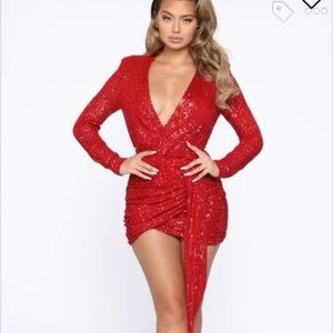 Red glitter dress